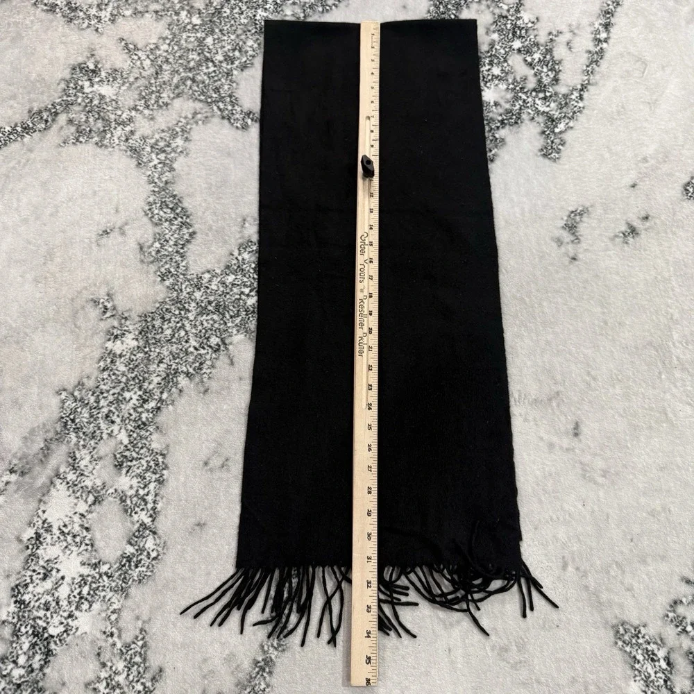 Portolano 100% Cashmere Scarf Black Fringe Soft Winter  Luxury Solid